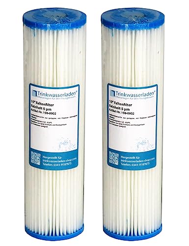 2X 10 Sediment Wasserfilter (Pleated Polyester) 5 µm Auswaschbar Wiederverwendbar von Trinkwasserladen