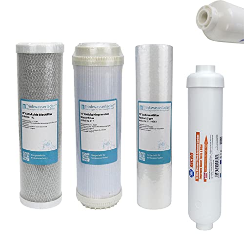 Filter Set 10" 4-teilig Ersatzfilter Umkehrosmose Anlage RO Sediment Aktivkohle von Trinkwasserladen