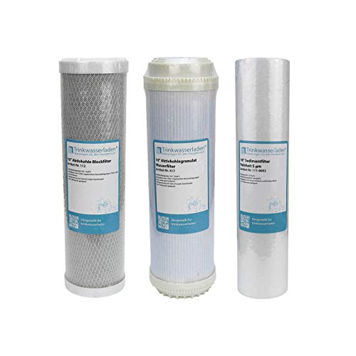 Trinkwasserladen Filter Set 10" 3-teilig Ersatzfilter Umkehrosmose Anlage RO Sediment Aktivkohle Trinkwasserladen Filter Set 10" 3-teilig Ersatzfilter Umkehrosmose Anlage RO Sediment Aktivkohle von Trinkwasserladen