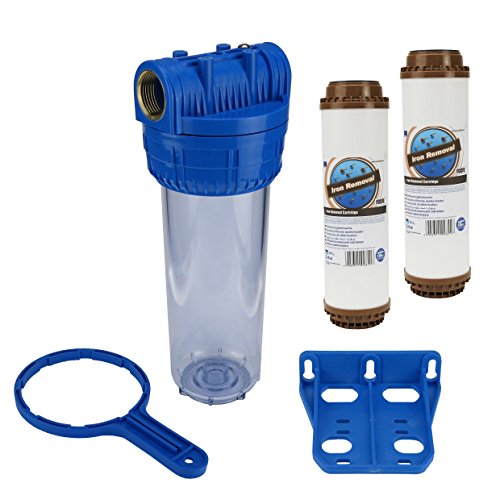 Trinkwasserladen Wasser Filtergehäuse 10" 3-teilig 1" IG Messing Vorfilter Brunnen + 2X Aquafilter Eisenfilter von Trinkwasserladen