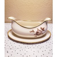 Vintage Ransgil China Samt Rose Gold Trim Sauciere W Befestigt Unterplatte von Trinquisitees