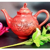Wunderschöne Vintage Keramik Kastanienbraune Teekanne von Trinquisitees