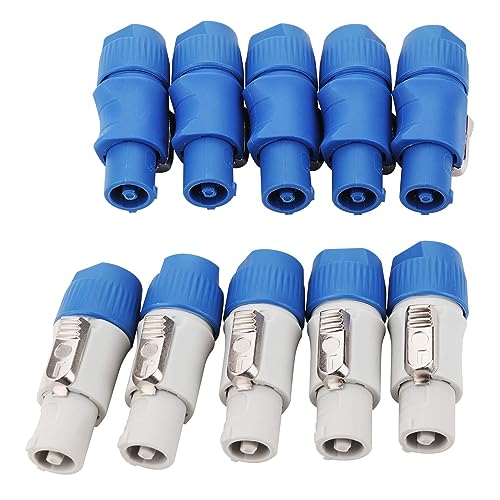 Trintion 10 Stück Powercon Steckverbinder Powercon Stecker Set Gehäuse Chassis Stecker Panel Adapter Stecker für Powercon Kabel Blau von Trintion