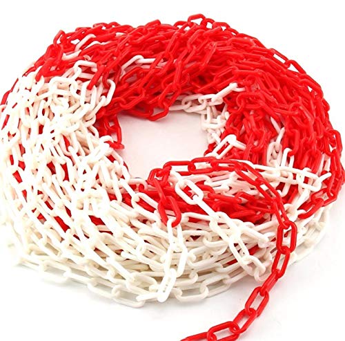 Trintion 30m 6mm Absperrkette Warnkette Plastikkette Zweifarbig Kunststoffkette Sicherheit Plastik Baustellensicherungskette Kunststoff Rot Weiß Absperrkette Warnkette Sicherheit Plastik Parkplatz von Trintion