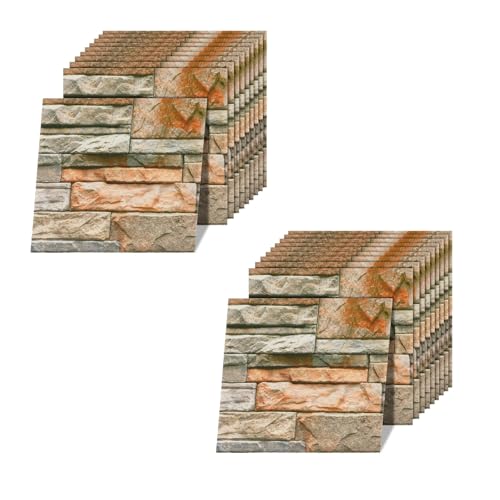 Trintion 3D Wandpaneele 20 Stück Selbstklebend Ziegel Tapete Steinoptik Wandaufkleber Wasserdicht Wandtapete für Küche Schlafzimmer Badezimmer Wohnzimmer (L30cm x B30cm 20 Stück) von Trintion