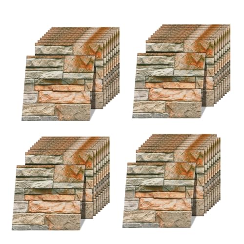 Trintion 3D Wandpaneele 40 Stück Selbstklebend Ziegel Tapete Steinoptik Wandaufkleber Wasserdicht Wandtapete für Küche Schlafzimmer Badezimmer Wohnzimmer (L30cm x B30cm 40 Stück) von Trintion