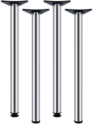 Trintion 4 Stück Möbelfüße 820-840mm Tischfuß Regulierbare Tischbeine Ø60mm Stahlbeine Metall Tischbeine mit Bodenschutzkappe und Schrauben für Frühstückstisch Schreibtisch Arbeitsplatten (Mattchrom) von Trintion
