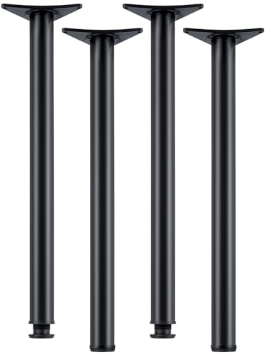Trintion 4 Stück Möbelfüße 870-890mm Tischfuß Regulierbare Tischbeine Ø60mm Stahlbeine Metall Tischbeine mit Bodenschutzkappe und Schrauben für Frühstückstisch Schreibtisch Arbeitsplatten (Schwarz) von Trintion