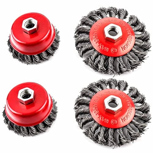Trintion 4PCS Topfbürste Winkelschleifer Drahtbürste Drahtbürsten-Set für Winkelschleifer Flex Stahl Winkelschleifer Scheibenbürste Drahtbürste Ø75 mm Ø100mm M14 für Reinigungs-und Schleifarbeiten von Trintion