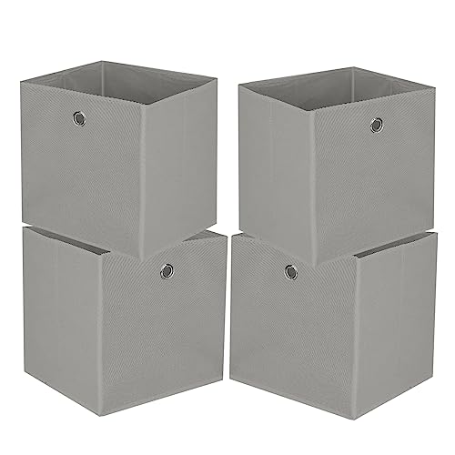Trintion 4er Set Aufbewahrungsbox Faltbox Faltbare Stoff Faltkiste mit Fingerloch 32 x 32 x 32 cm für Kallax Regale oder Raumteiler (Grau) von Trintion