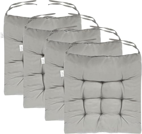 Trintion 4er Set Sitzkissen mit Bindebändern – Bequeme 40x40 cm Stuhlauflage Gartenstuhl, Esszimmerstuhl & Balkonmöbel – Atmungsaktive Polster Indoor/Outdoor von Trintion
