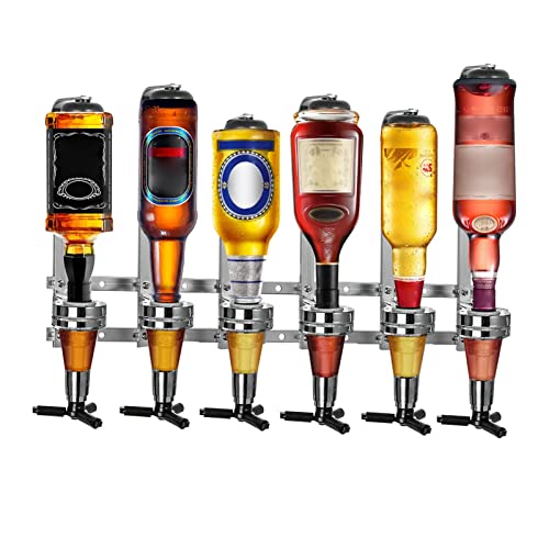 Trintion 6 Kopf Dispenser Flaschenhalter Wandmontage 6 x 30 ml Bar Spender Spirituosen Getränkehalter Aluminium für Hausbar Küche oder Bar von Trintion