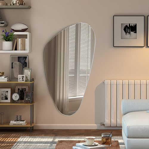 Trintion Asymmetrischer Spiegel Dekorativ – Rahmenloser HD Glas Spiegel in Wolkenform, Organisches Asymmetrisches Fleck Wandspiegel Moderner (Asymmetrisch 85 * 50cm) von Trintion