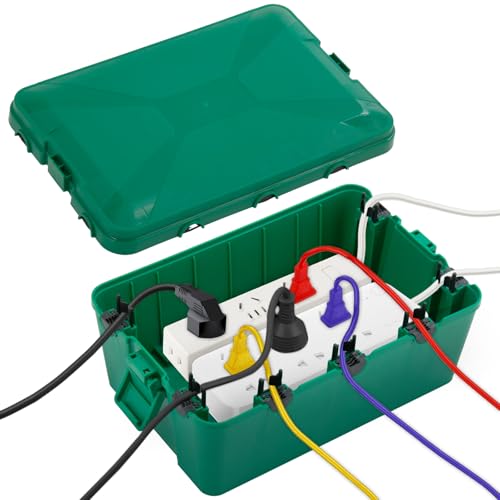 Trintion Außenbereich Elektrobox IP54 Wasserdichte Kabelbox für den Außenbereich IP54 Wasserdicht Wetterfester Elektrokasten zum Verlängerungskabel Steckdosenleisten Außensteckern (32x22x13cm Grün) von Trintion