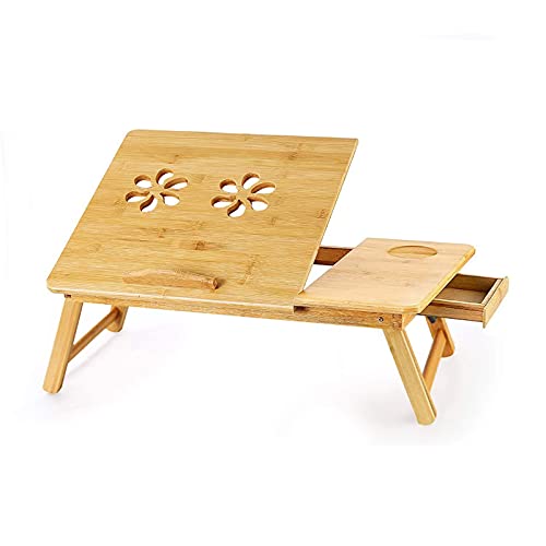 Trintion Frühstückstablett Fürs Bett 50x30cm Bett Tabletttisch mit Lüftungslöchern mit Schublade Knietisch Betttablett für Lesen Arbeit oder Frühstück von Trintion