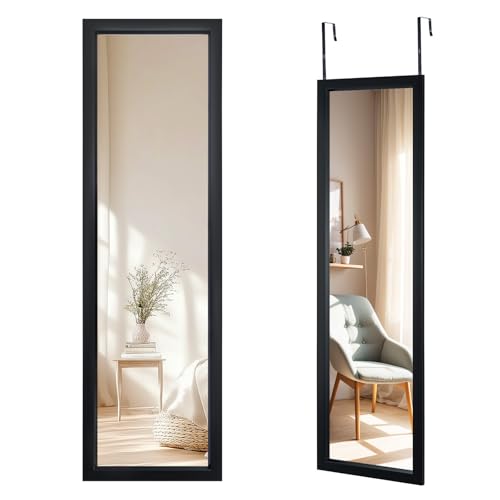 Trintion Ganzkörperspiegel, 110x33cm Wandspiegel Türspiegel Mit 2 Haken Höhenverstellbar, Spiegel Groß Aus Bruchsicherem Glas Für Eingänge Und Schlafzimmer (Schwarz) von Trintion