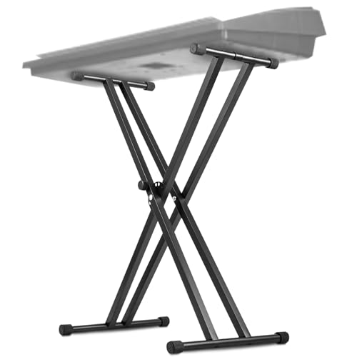 Trintion Keyboardständer Doppelstrebig Keyboard Ständer verstellbar 61 cm bis 98 cm Klappbar Zerlegbar Stabil mit Sicherungslaschen von Trintion