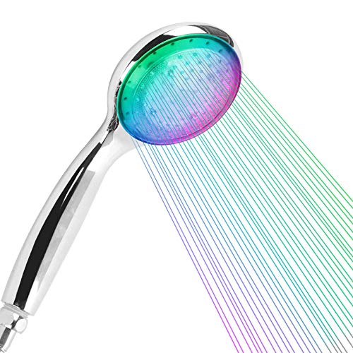 Trintion LED Duschkopf 7 Farbe Licht mit 1.5m Schlauch Duschkopf Handbrause Wassersparend Brausekopf Handheld Duschbrause Edelstahl Automatic Chrom Brauseschlauch von Trintion
