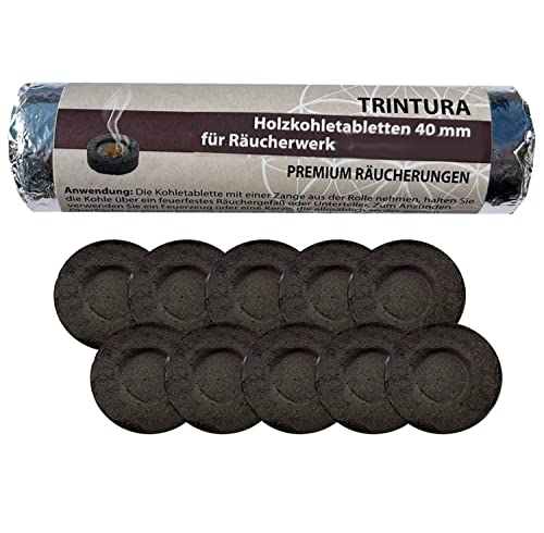 Räucherkohle zum Räuchern 40mm selbstzündende Kohle Kohletabletten für Weihrauch Räucherpfanne und Weihrauchbrenner geeignet von Trintura