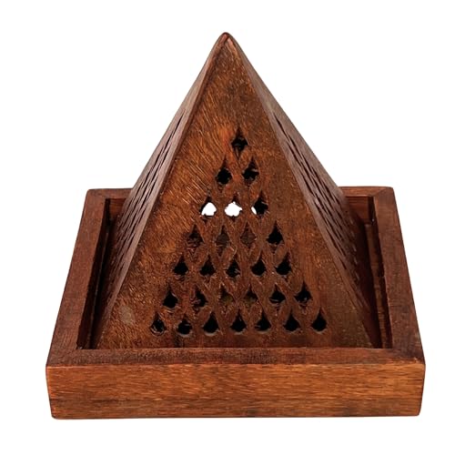 TRINTURA Räucherpyramide für Räucherkegel oder Räucherstäbchen aus Mango Holz von Trintura