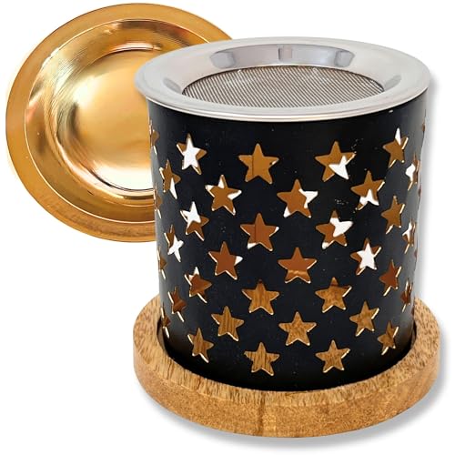 Trintura Räucherstövchen mit Räuchersieb und Räucherschale zum Räuchern Set (Stern Schwarz) von Trintura