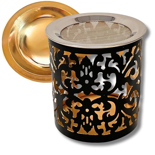 Trintura Räucherstövchen mit Räuchersieb und Räucherschale zum Räuchern Set (Ornament Schwarz) von Trintura