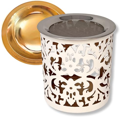 Trintura Räucherstövchen mit Räuchersieb und Räucherschale zum Räuchern Set (Ornament Weiß) von Trintura