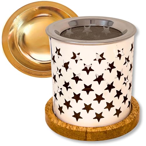 Trintura Räucherstövchen mit Räuchersieb und Räucherschale zum Räuchern Set (Stern Weiß) von Trintura
