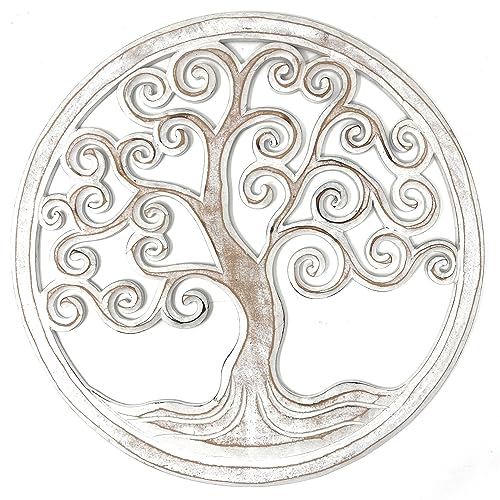 Trintura Wandbild Baum des Lebens Mandala Pohon Ulir 60cm (white) Lebensbaum Geschenkidee Wanddeko Wanddekoration Deko Tree of Life Wooden Wall Decoration Family Wall Art von Trintura