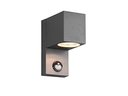 Eckige Außenwandleuchte Downlight mit Bewegungsmelder in Anthrazit, Höhe 15cm von meineWunschleuchte