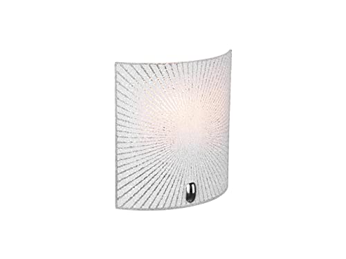 Flache Wandleuchte mit Dekor Glasschirm Weiß satiniert, Höhe 22cm von meineWunschleuchte