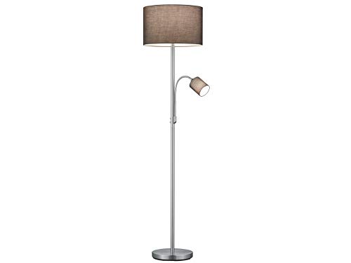 Klassische LED Stehleuchte mit Leselampe & Stoffschirmen in Grau-Braun Höhe 170cm - Zeitlose Elegante Standbeleuchtung von Trio Leuchten