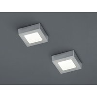 2er SET kleine LED Deckenlampen extra flach, Silber Quadrat 12cm von Trio Leuchten
