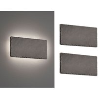 2er SET flache LED Innen Wandleuchten aus Naturschiefer, Breite 25cm von Trio Leuchten