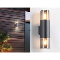 Außenwandleuchte hoosic Up and Down in Schwarz / Rauchfarbig, Höhe 33cm von Trio Leuchten
