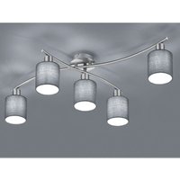 Deckenleuchte GARDA 5 flammig mit Stoffschirmen in Grau - schwenkbar, B: 80cm von Trio