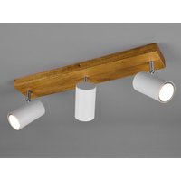 Deckenstrahler MARLEY Weiß mit Holz 3-flammig, Breite 44cm von TRIO LIGHTING