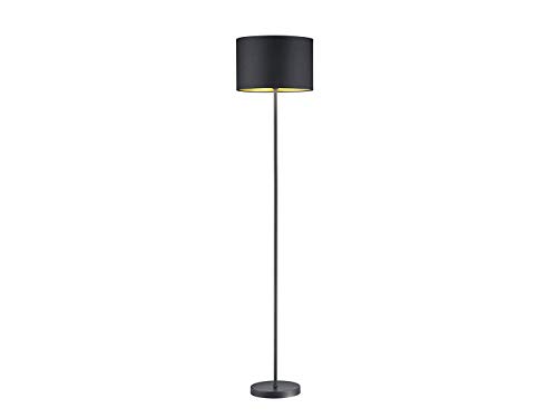 Dekorative LED Stehleuchte 160cm mit STOFF Lampenschirm Ø35cm in Schwarz & innen Gold – einzigartiges Lichtambiente mit Filament LED in edlem DESIGN! von Trio Leuchten