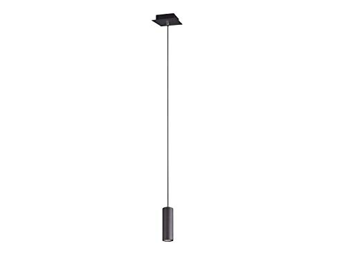 Dimmbare LED Pendelleuchte mit Spot Lampenschirm aus schwarz mattem Metall von Trio Leuchten