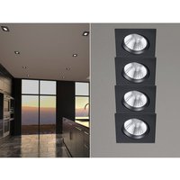 Eckige led Einbaustrahler Decke im 4er Set schwenkbar dimmbar Schwarz matt 5,5W von Trio Leuchten