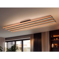 Led Deckenleuchte fontana mit Naturholz flach & lang, dimmbar, Breite 114cm von Trio Leuchten