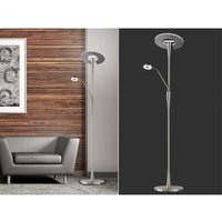 Großer led Deckenfluter quebec schwenkbar mit Lesearm, Höhe 180cm, Silber matt von Trio Leuchten