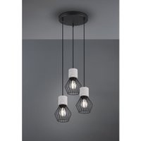 Trio Leuchten - Industrial led Pendellampe mit 3 Drahtkörben in Schwarz matt & Betonoptik von Trio Leuchten