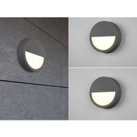 LED Außenwandleuchten rund flach 2er Set in Anthrazit Ø 20 cm von Trio Leuchten