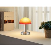 Meinewunschleuchte - led Tischleuchte Silber Glasschirm Orange - Touch dimmbar, Höhe 21cm von MEINEWUNSCHLEUCHTE