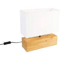 Ländliche Tischlampe aus Holz mit weißem Schirm – Valesca von Trio Leuchten