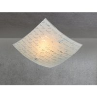 Led Deckenleuchte mit Glasschirm Weiß & Schriftdekor, Quadrat 30cm von Trio Leuchten