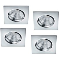 Led Einbaustrahler Decke 4er Set eckig schwenkbar dimmbar Chrom glänzend 5,5W von Trio Leuchten