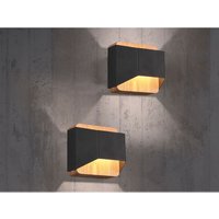 Led Holz Wandlampen 2er Set Up and Down mit Stufen Dimmer - Schwarz 12cm von Trio Leuchten