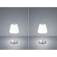 Led Tischleuchten 2er set in Chrom glänzend mit Glaslampenschirm in weiss von Trio Leuchten